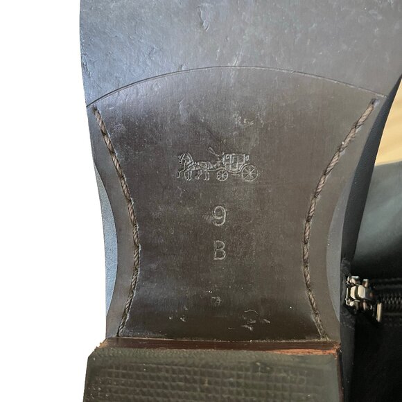 COACH Carmen Black Leather Booties Boots Zipper Pull Heel A01541 Women Size 9 B - Picture 10 of 16